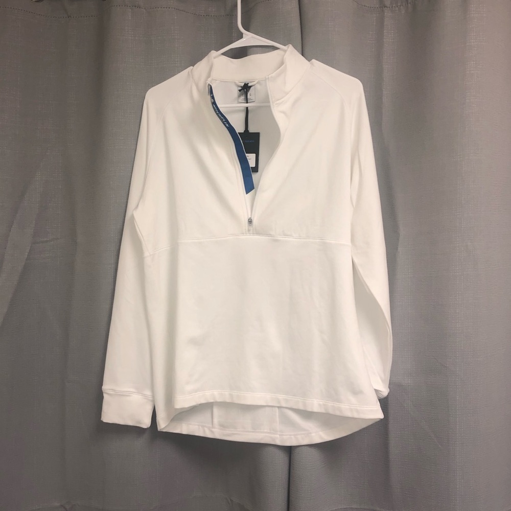 White dry fit quarter zip.